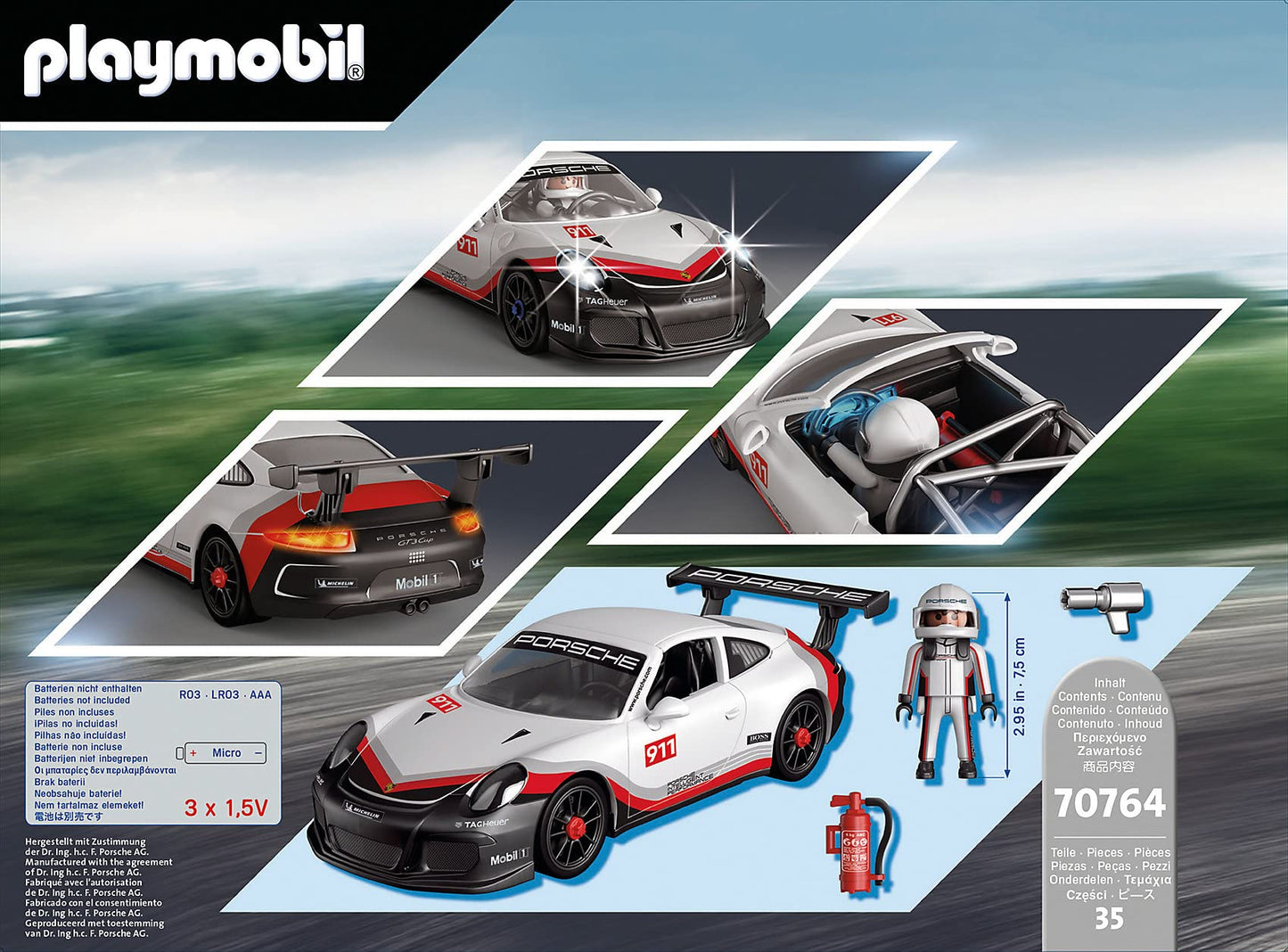 Playmobil Porsche 911 GT3 Cup Model 70764 - Standard Size, Multicolor Plastic Toy