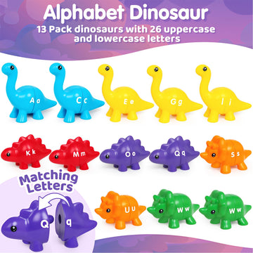 Cztcdp Abc Dinosaur Learning Toys For Toddlers Double-Sided Dinosaurs Matching Game Fine Motor Skills Sensory Toy,13Pcs Montesso