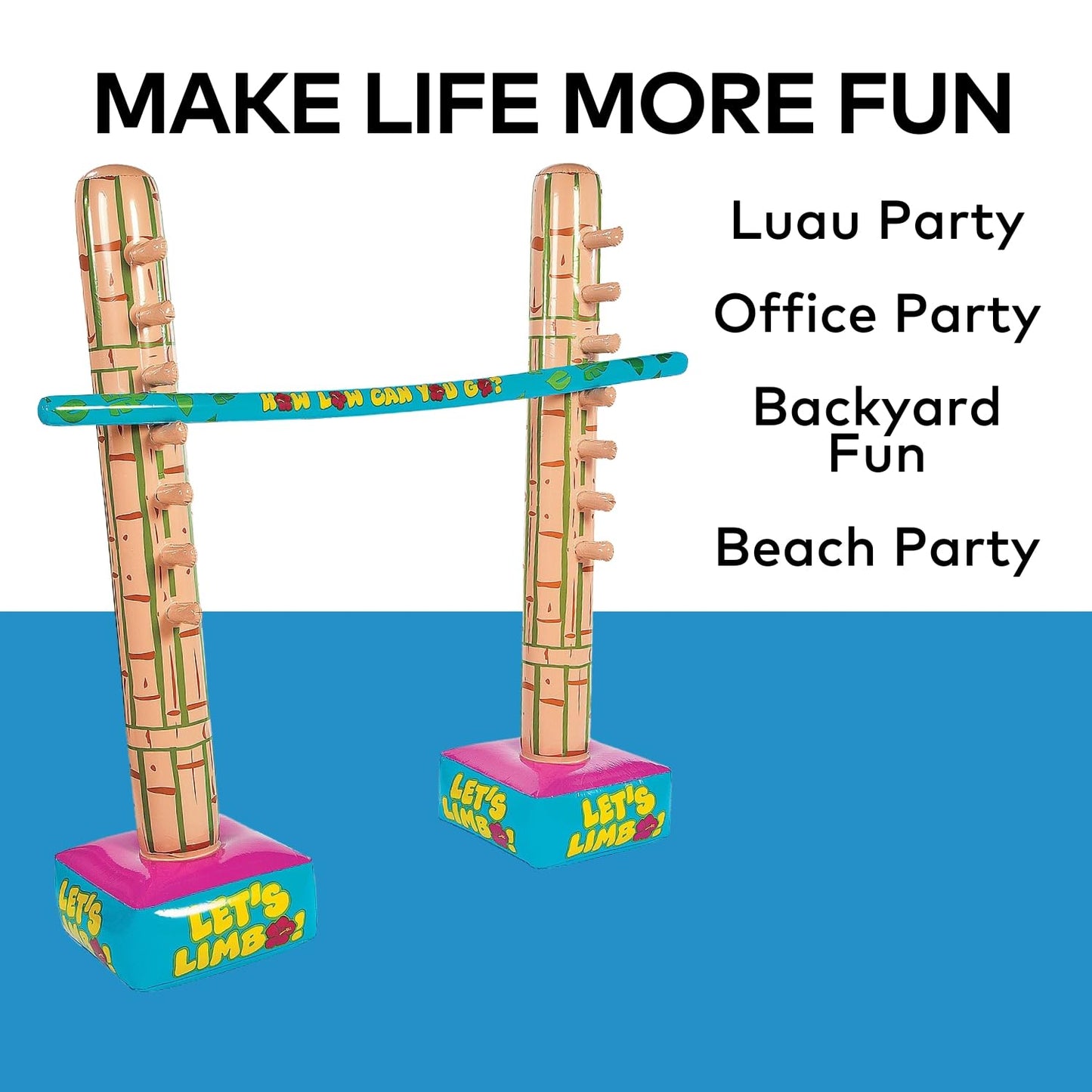 Fun Express Limbo Game, 5 Feet Tall, How Low Can You Go Vinyl Limbo Outdoor Game Set, 3 Pieces, Great For Luau, Cookout, Pool Pa