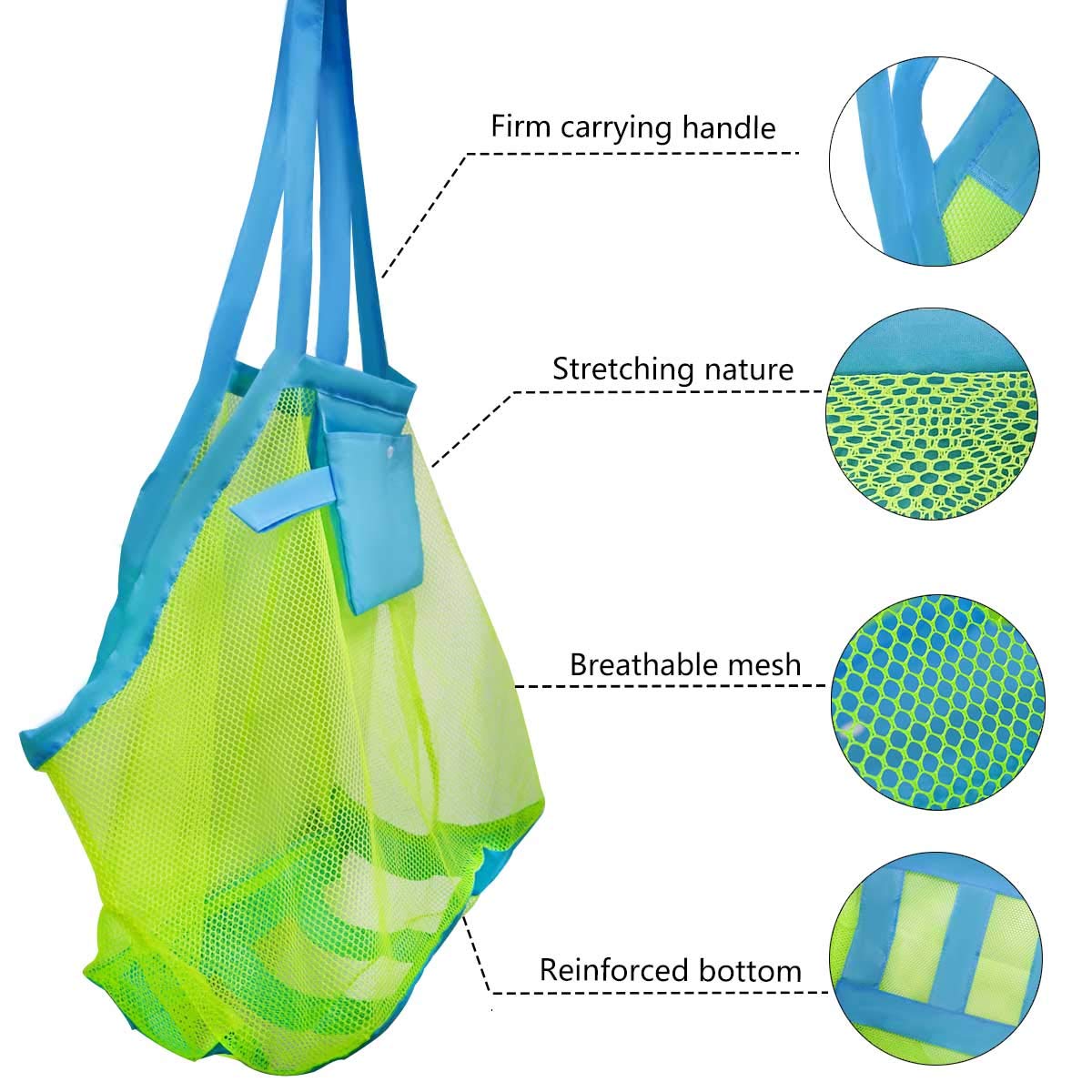 Mesh Beach Toys Bag Extra Large Beach Bags and Totes Sand Tote Bag Storage Bags Children Toys Beach Toy Organizer Kids Sand Toys