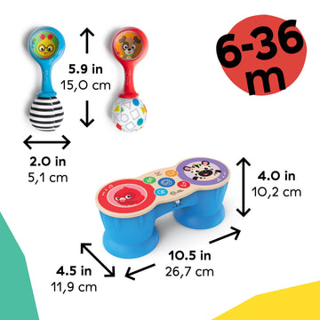 Baby Einstein First Tunes Drum & Shakers Musical Gift Set, with Maracas and Toy Drum, Ages 6 Months and Up