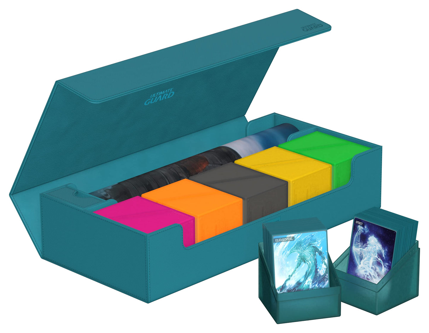 Ultimate Guard Superhive 550+, Deck Case For 550 Double-Sleeved Tcg Cards, Petrol, Compatible With Boulders, Magnetic Closure & Microfiber Lining