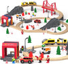 Giant Bean 72Pcs Wooden Train Tracks & Trains, Gift Packed Toy Railway Kits For Kids, Toddler Boys And Girls 3,4,5 Years Old And Up