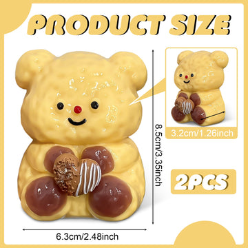 XPQKDC 2Pc Gummy Butter Bear Stress Toy, Soft Silicone Sticky Toys for Adults & Kid, Cute Butter Bear Squeeze Toys, Sensory Fidg