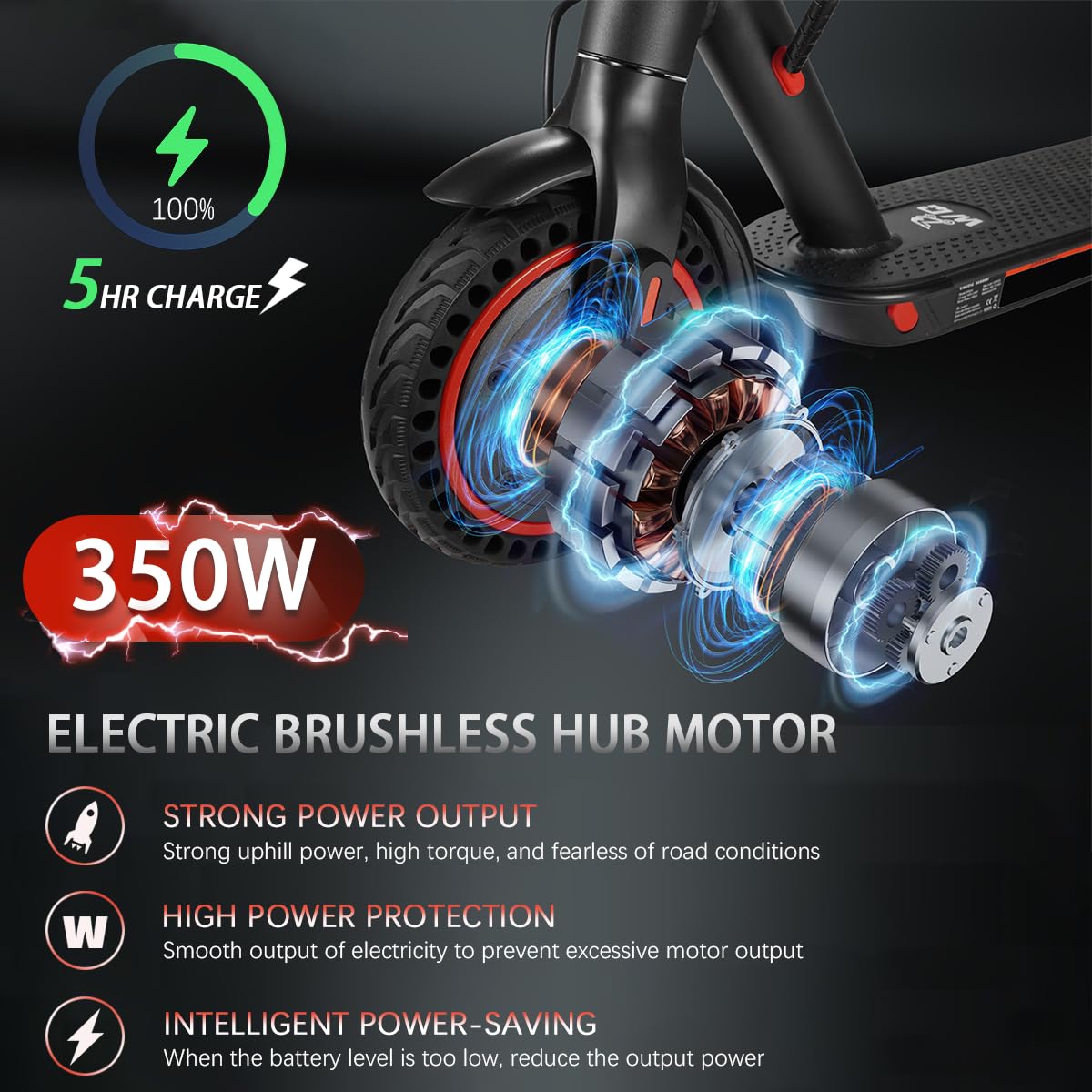 8.5-inch Foldable mature-themed Electric Scooter with APP 350W Motor 7.8/10.4Ah Lithium Battery Max 21-23 Miles Long Range 19Mph Top Speed Dual Braking Kick Scooter (10.4Ah for 23 Miles)