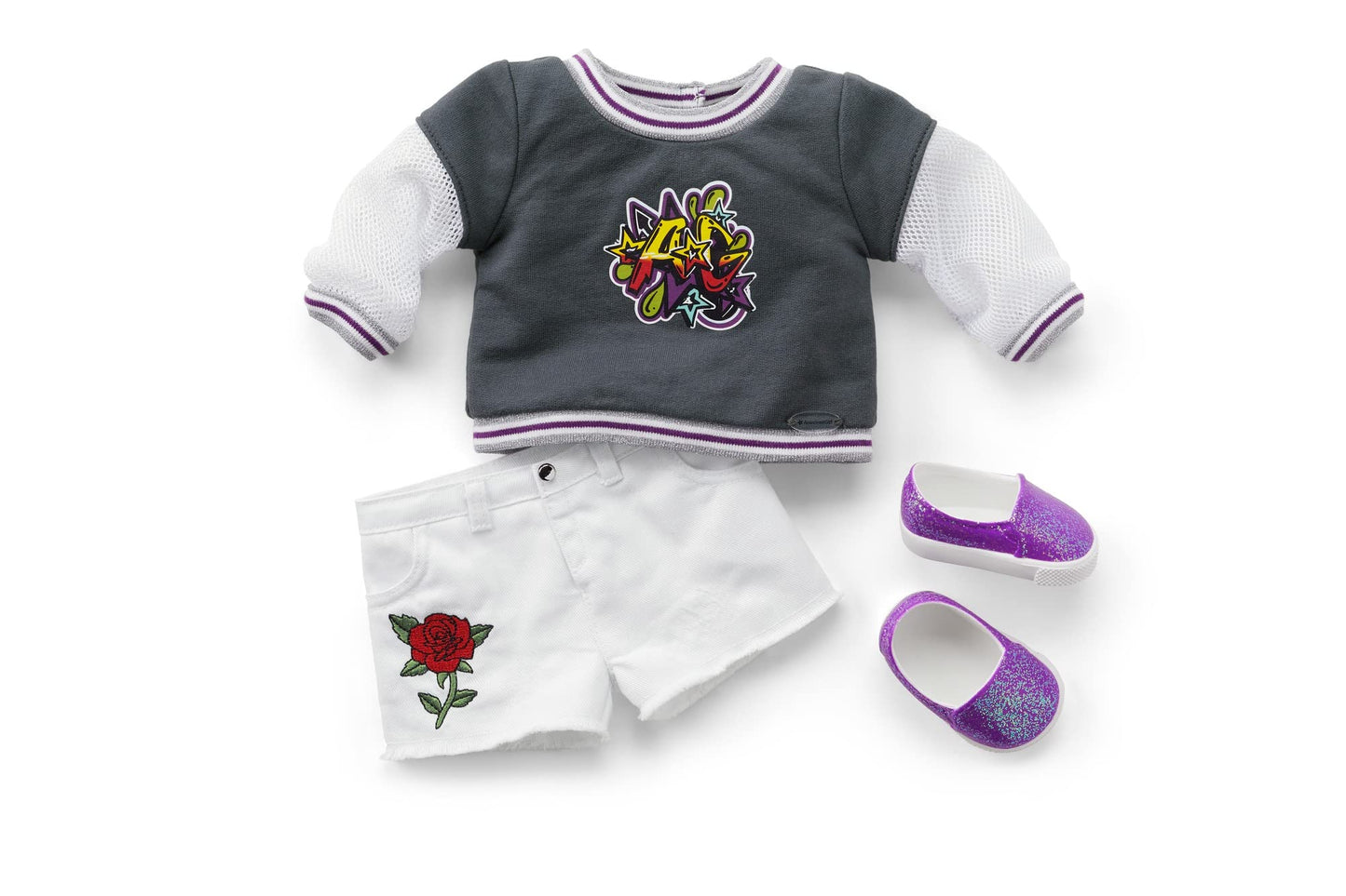 American Girl Truly Me 18-Inch Doll #91 With Gray Eyes, Purple Hair, And Very Deep Skin In Graffiti Outfit, For Ages 6+