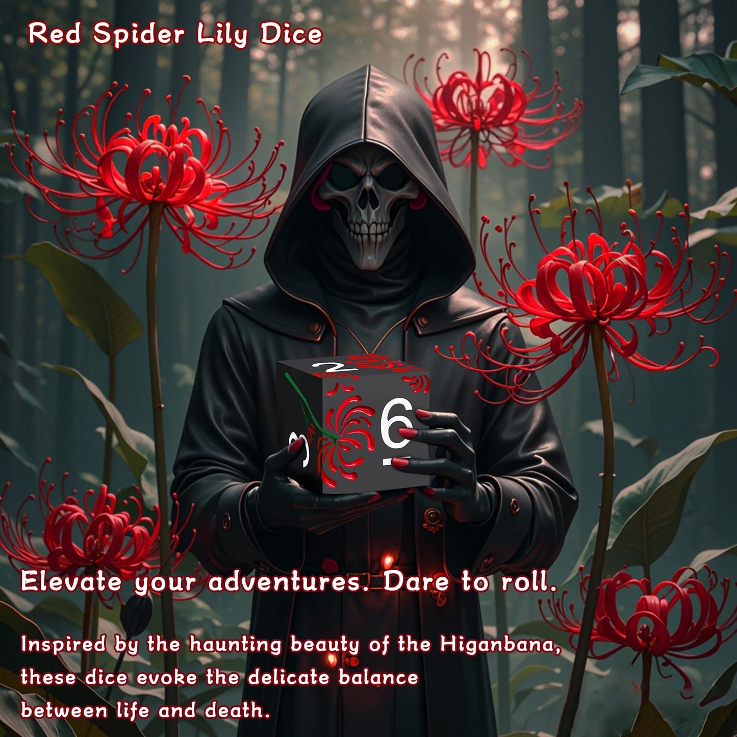 Pjoy Metal Dice Set D&D Flower Dice Set Dnd Polyhedral Dice For Rpg Role Playing Games Dungeons And Dragons Ttrpg Black Red Whit