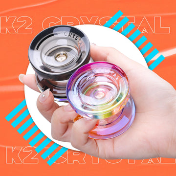 Responsive Yoyo For Kids, K2 Crystal Yoyo Pack Of 2, Dual Purpose Plastic Yoyo Professional With Unresponsive Yoyo Bearing + 12 Yoyo Strings, Yoyo Storage Case, Bearing Removal Tool (Gradient + Black)