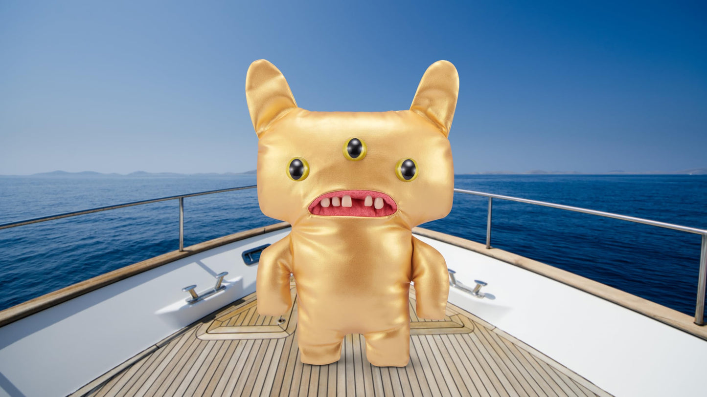 Fuggler Gold Fuggs By Zuru Funny Ugly Monster, Plush, Collectible, Toy (Reeko - All Over Gold)