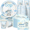 200 Pcs Blue Elephant Baby Shower Paper Plates Napkins Cups Its A Boy Baby Shower Party Supplies Tableware Set Elephant Disposab
