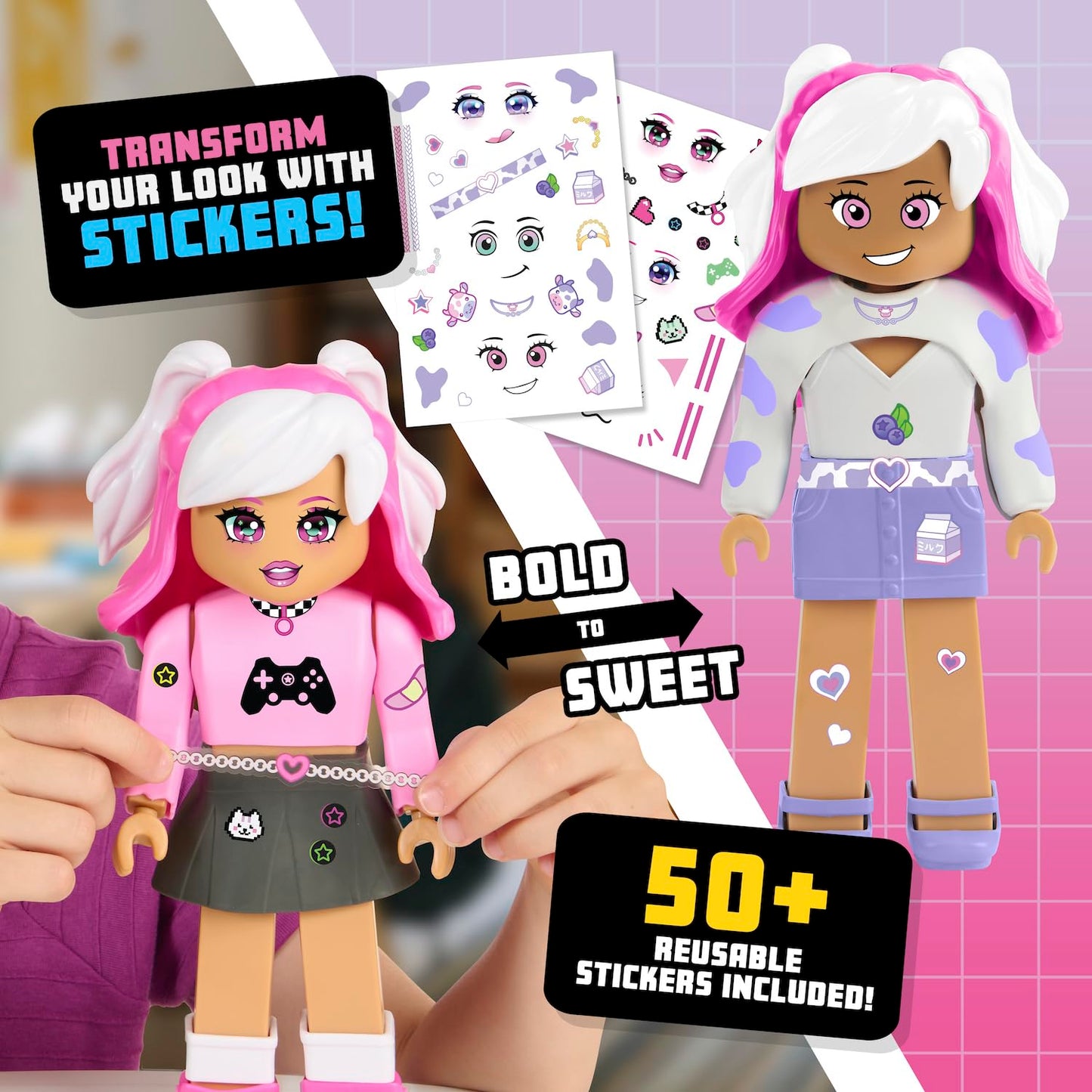 My Avastars Multicolored Fashion Doll - Pink_Playz, 11 with 2 Outfits & 100+ Customization Options