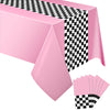 Irenare Car Birthday Party Supplies Racing Decorations 50S Party Tablecloth Racetrack Table Runner Table Covers For Kids Boy Car Theme Birthday Decor, 54 X 108 Inch(Pink,6 Sheets)
