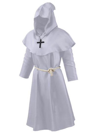 Kids Friar Medieval Hooded Monk Renaissance Priest Robe Halloween Costume Cloak for Kids