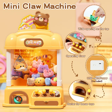 Aiqi Bear Kids Claw Machine, Candy Vending Grabber, Prize Dispenser Toys For Girls And Boys, Electronic Claw Game Machine For Pa