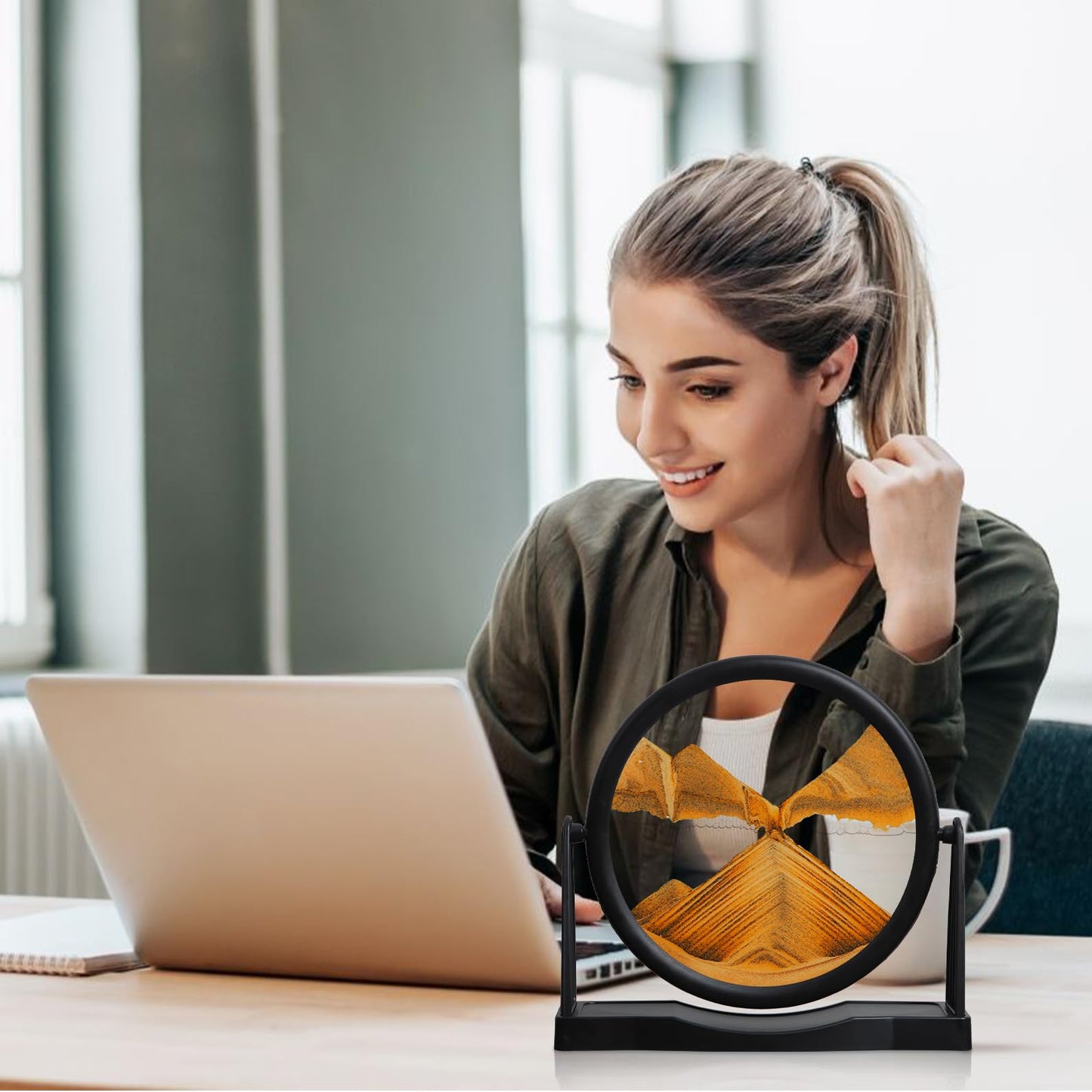 MXYATCJ | Moving Sand Art | Sand Art Liquid Motion | Sand Art Pictures | 3D Deep Sea Sandscape | Glass Sand Art Display | Sand Relaxing Gift for mature-themed | Home Office Decor | Desktop Toys | (8'' Orange)