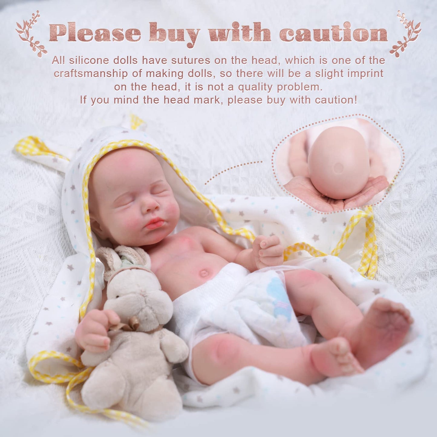 Babeside Reborn Baby Dolls Loulou 16'' Platinum Full Silicone Baby Doll Realistic-Newborn Baby Dolls That Look Real Sleeping Baby Doll For Kids & Toddlers