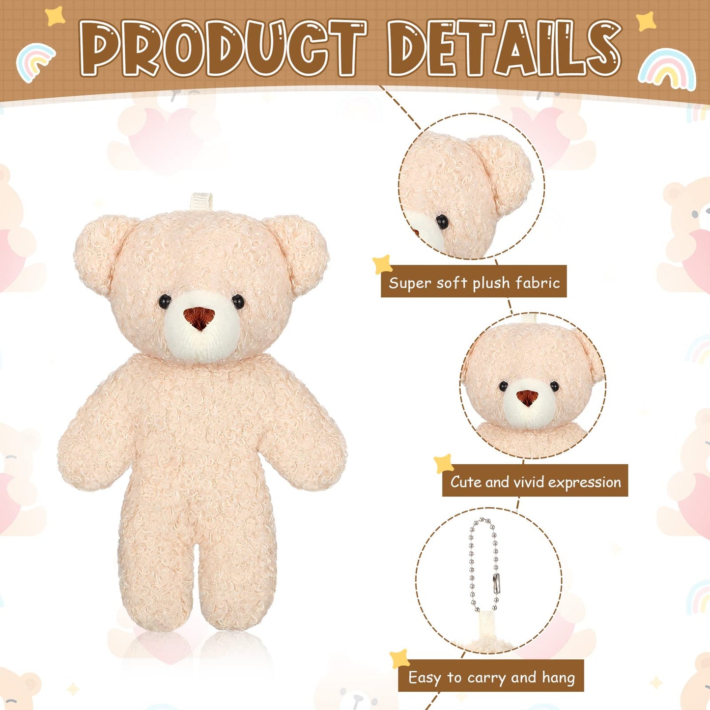 Hydren 40 Pcs Mini Bear Toy 4.7 Inch Stuffed Tiny Bear Valentine'S Party Gift Soft Keychain Mini Stuffed Animal Small Plush Join
