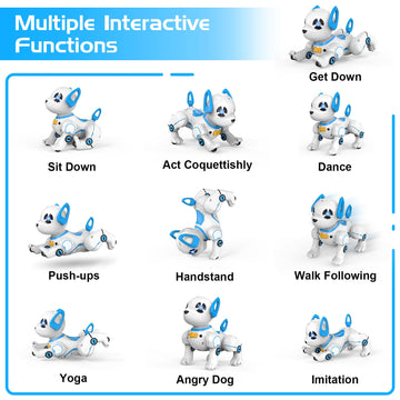 Supireo Remote Control Robot Dog Toy, Rc Dog Programmable Smart Interactive Robotic Pets, Rc Stunt Robot Toys Dog Imitates Animals Music Dancing Handstand Push-Up Follow Functions For Boys Girls Toy