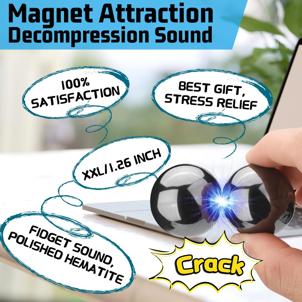 Cool Fidget Magnet Ferrite Putty, Slime Putty Party Favors, Hematite Magnetic Stones Eggs With 1.26 Inch Magnet Balls, Anti Anxiety Desk Toy, Stress Relief Edc Toy Atuism Slime Putty& Science Kit Gift