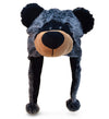 Puzzled Black Bear Plush Hat - One Size Costume Headwear With Ear Flaps, Funny Plush Party Crazy Hat, Stuffed Animal Hat, Cozy F