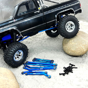 GTHELE High Clearance 4 Links Set Aluminum Linkage for Traxxas 1/18 TRX4M K10 F-150 Upgrade Parts RC Crawler Car (Dark Blue)