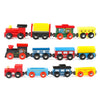Wondertoys Wooden Train Cars 12 PCS Magnetic Set - 3 Engines, Colorful Natural Wood, Toddler-Friendly, Compatible with Major Brands
