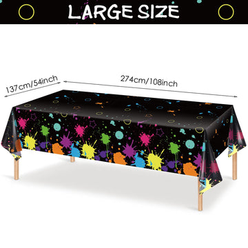 Glow Party Table Covers Neon Plastic Tablecloths 108 X 54 Inch Disposable Neon Glow Table Cloths For Black Light Birthday Party Supplies Decorations(3 Pieces)