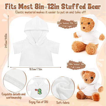 Litherr S 8-12 Inch Stuffed Animal Clothes Tshirt Sublimation Plush Bear Hoodie Perfect For Diy Your Personalization Stuffed Dol