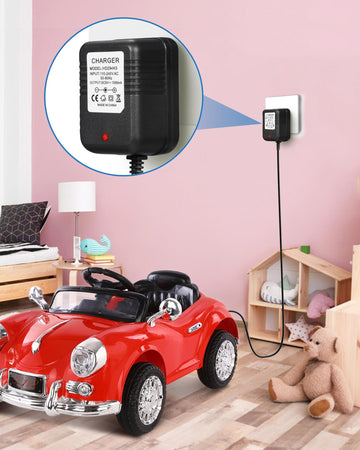 TUAGUI 6V Battery Charger for Ride On Cars, 1A Output, AC110-240V Input, Charging Indicator Light, Large Size, Plastic Material