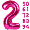 Hot Pink 2 Balloon, Number Balloons 40 Inch, 2Nd Balloon Number Birthday Decorations, Second Two Birthday Party Supplies, Number