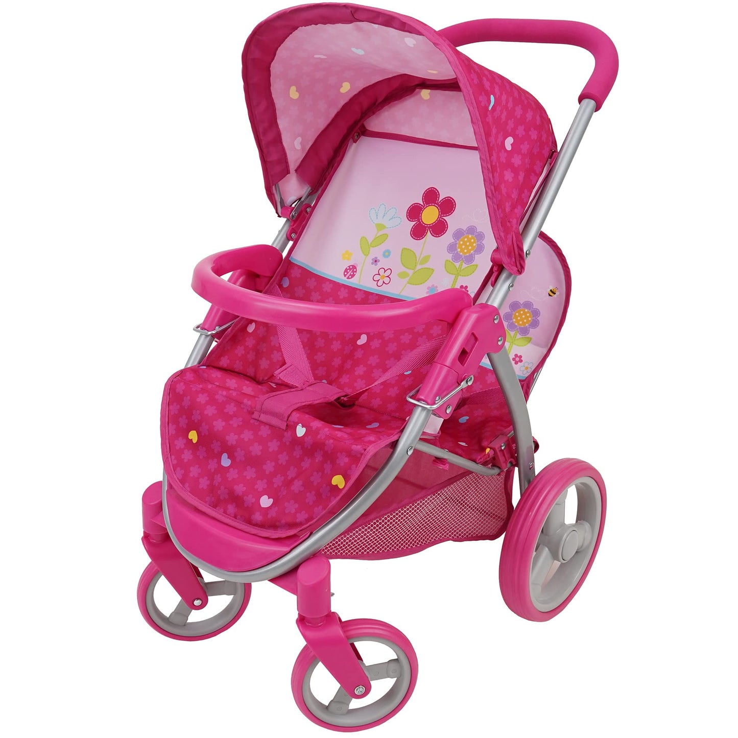 509 Crew 509: Garden Twin Doll Stroller - Kids Pretend Play, Front Swivel Wheels, Perfect Stroller For Twin Or Siblings Dolls, Ages 3+