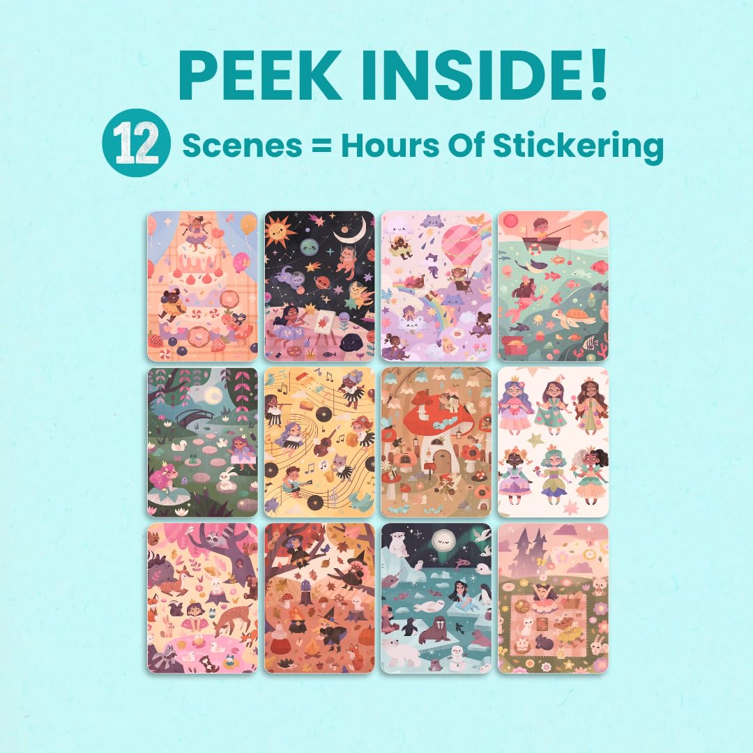 CUPKIN Princess Sticker Book - 500+ Stickers, Coloring Pages, Toddler Travel Essentials, Ages 2-8, World of Princesses