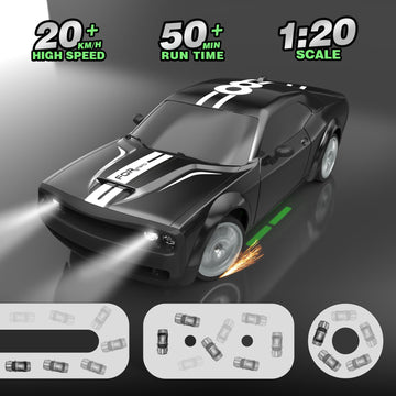 Remote Control Car RC Drift Car 2.4GHz 1:20 Scale 4WD 20KM/H High Speed Remote Control Cars Vehicle with LED Lights Drifting Tir