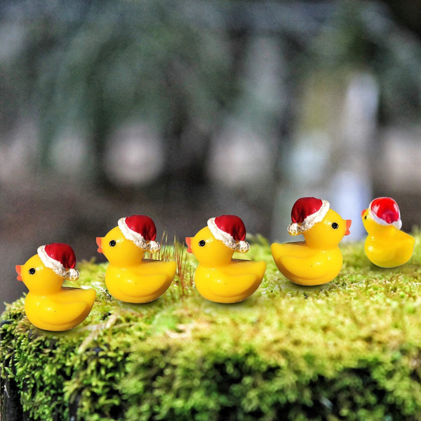 Eomtur 50Pcs Miniature Cute Cap Duck Exquisite Mini Duck Figures Small Rubber Ducks For Reunion Decoration Birthday Bath Cake Ornament (Yellow)