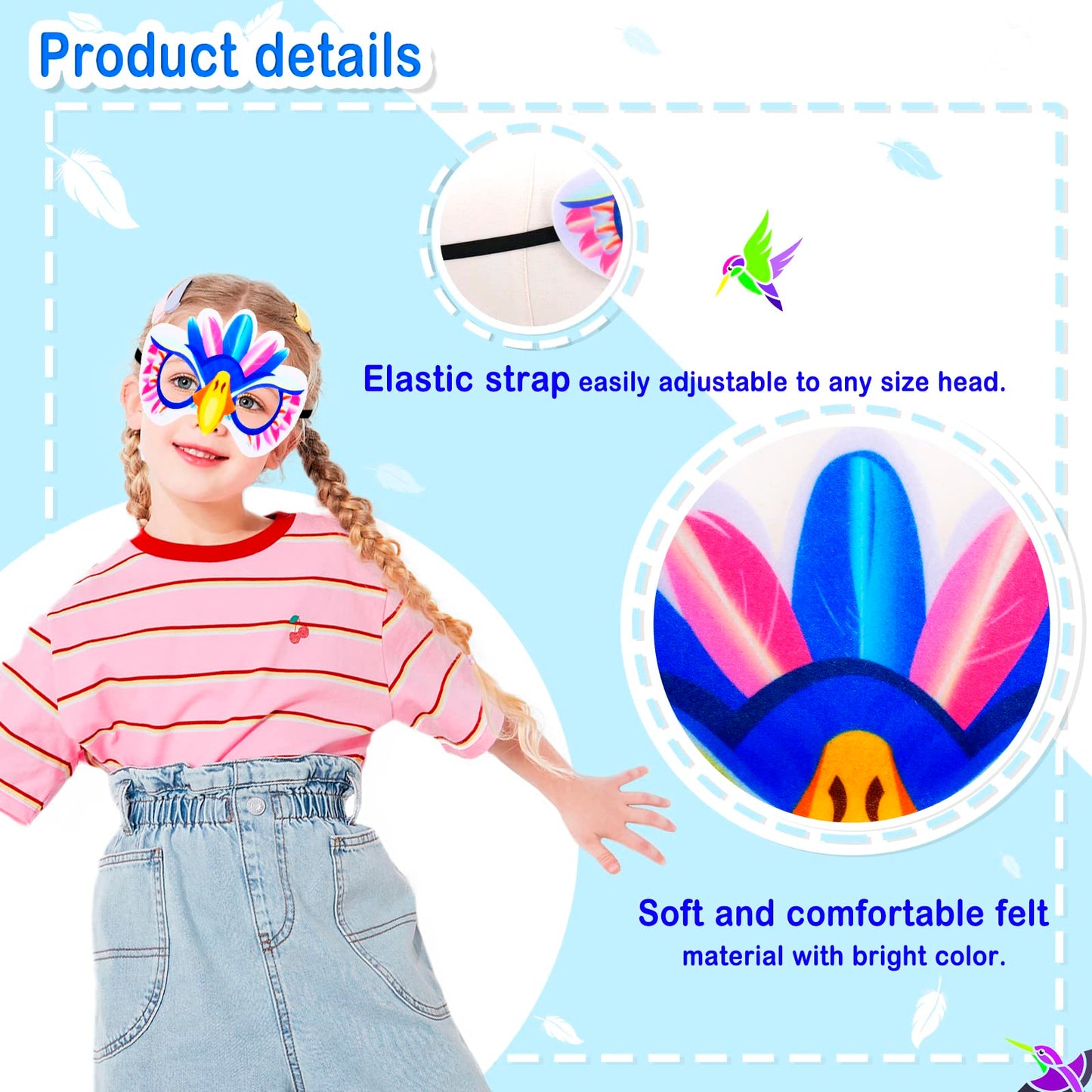 Irolewin Eagle-Bird-Wings-Costume For Kids And Bird Mask Owl Dress-Up Costumes For Girls Boys Play Halloween Party Favors