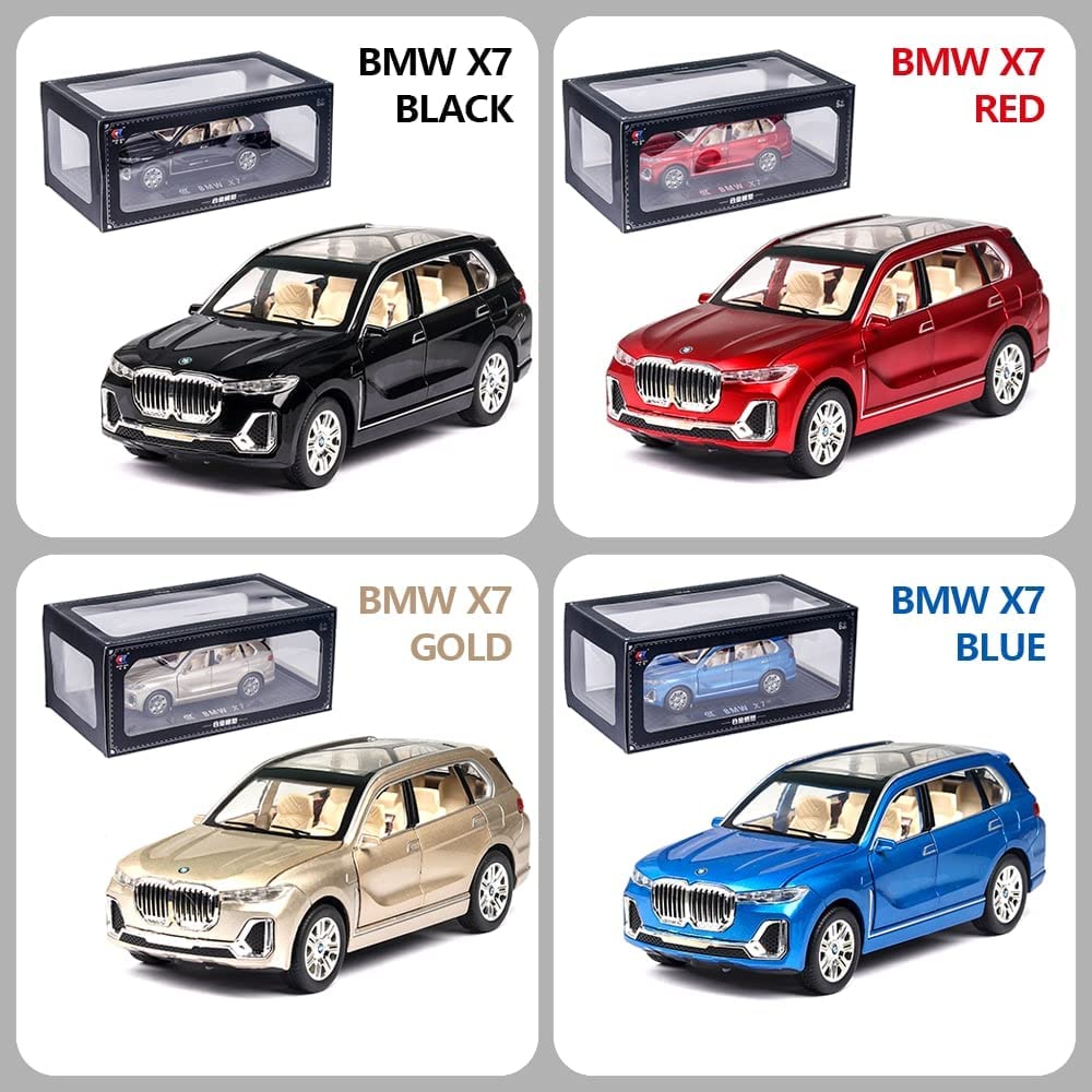 Adlon Car 4 Wheel Drive Metal Car Pull Back with Open Doors, Engine Cover, Front and Rear Light & Music Great Gift for Boys and