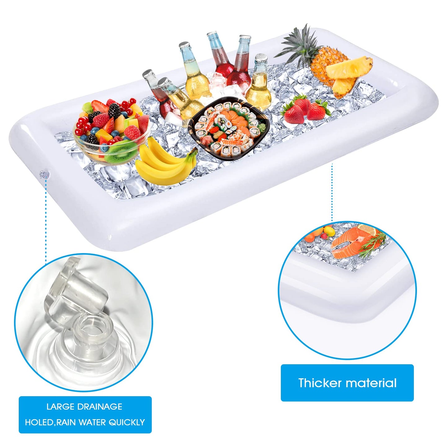 4 Pack Inflatable Ice Serving Bar Pool Party Buffet Drink Cooler Floating Ice Tray Food Drink Containers For Summer Parties With