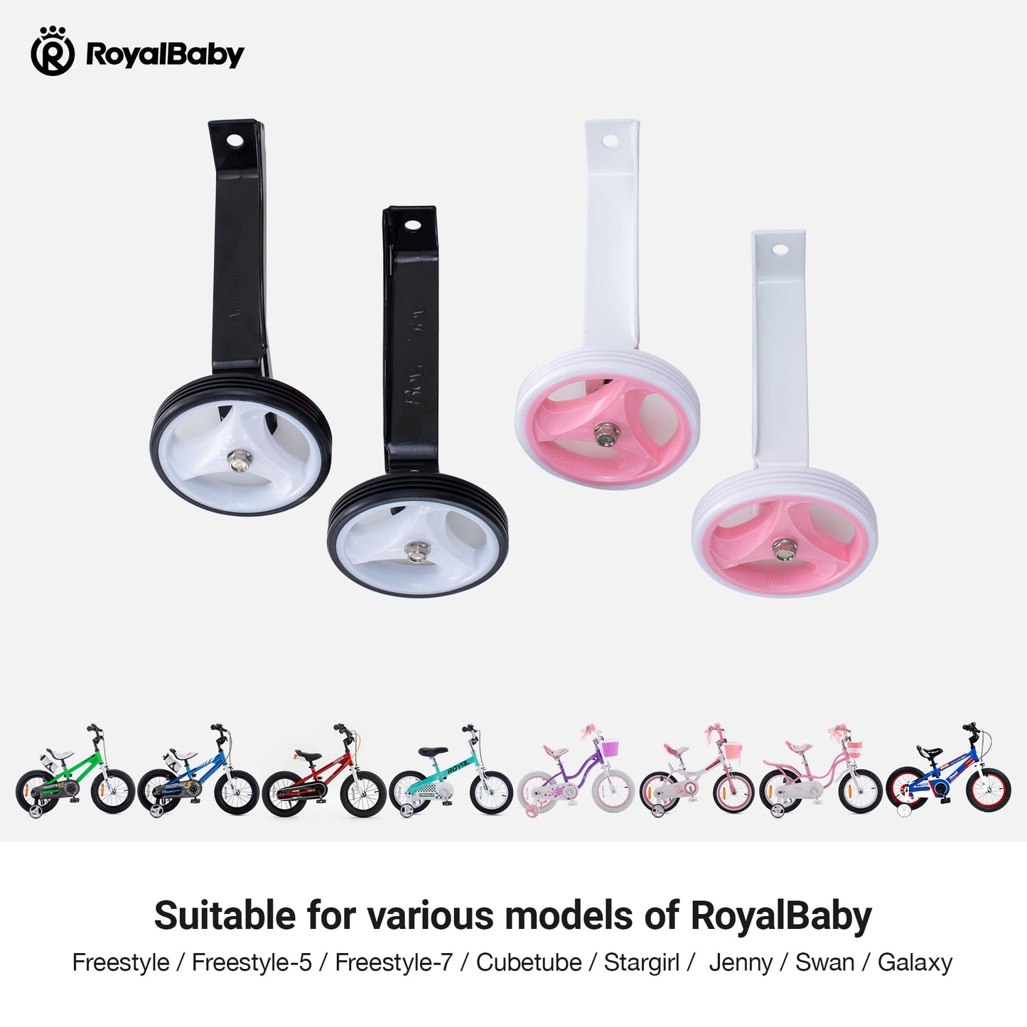 RoyalBaby 12 Black Training Wheels for Kids Bike - Durable, Easy to Install, Perfect for 12 Inch RoyalBaby Bikes