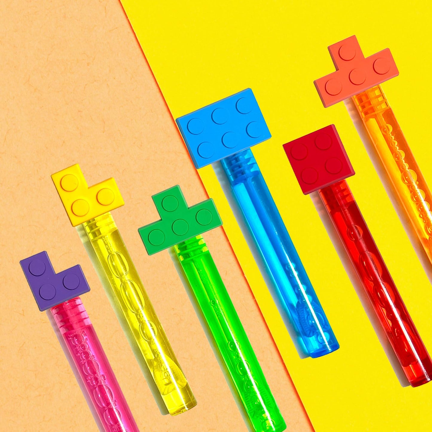 Uoyoi Building Blocks Party Favors,24Pcs Building Blocks Bubble Wands For Kids,Cute Bubble Wand For Building Blocks Birthday Par