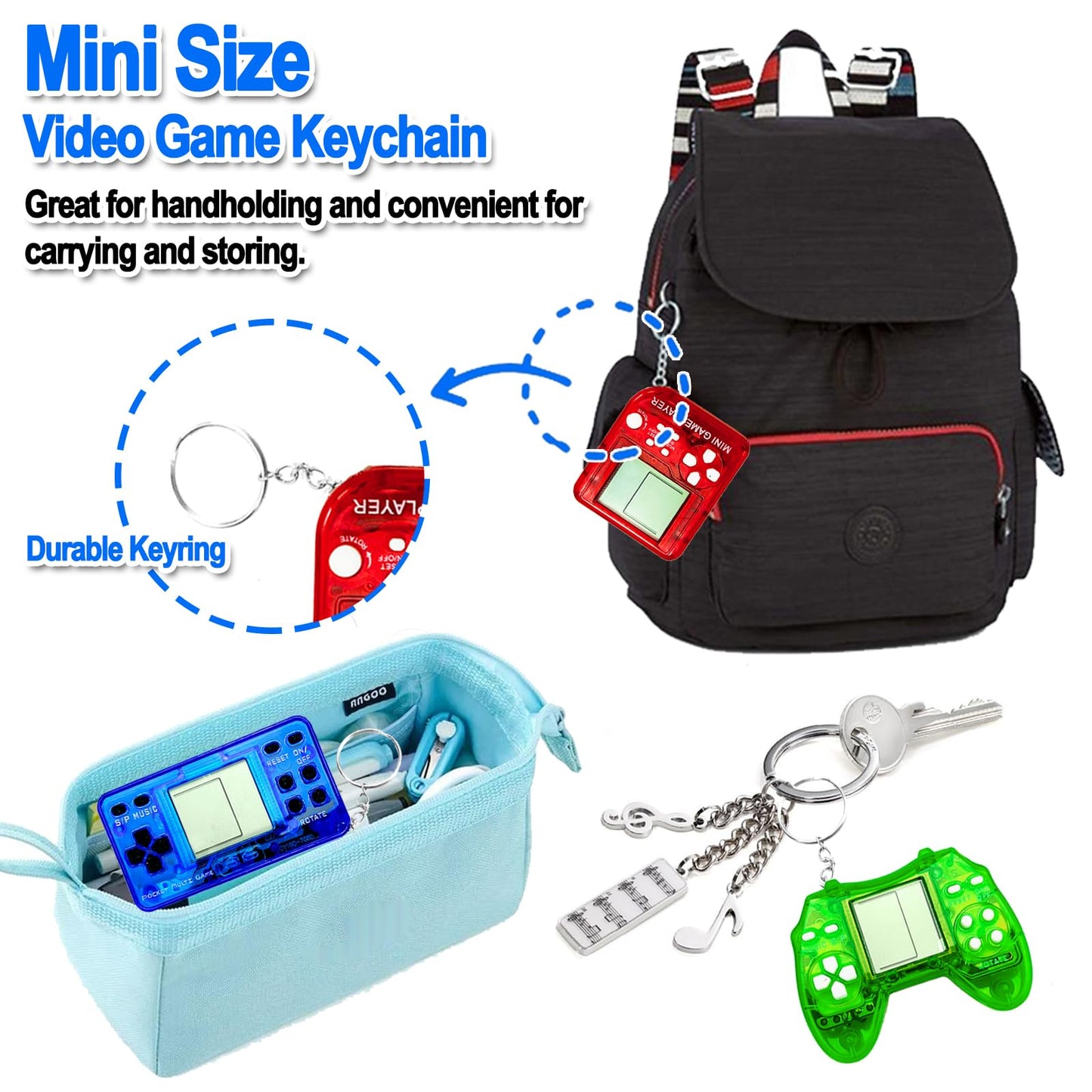 Video Game Party Favors, Video Game Keychain, Birthday Gaming Party Gifts, Mini Game Console For Kids Classroom Prizes, Goodies
