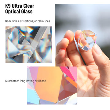 Neewer 20mm K9 Crystal Polyhedron Prism, Color HD Optical Glass Cube, RGB Dispersion Prism Cube, Faceted Optical Prism for Photo