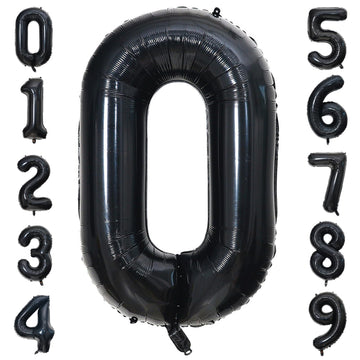Paticool 40 Inch Black Number Balloon 0, Large Number Foil Mylar Balloons For Birthday Party Celebration Decorations Supplies, D