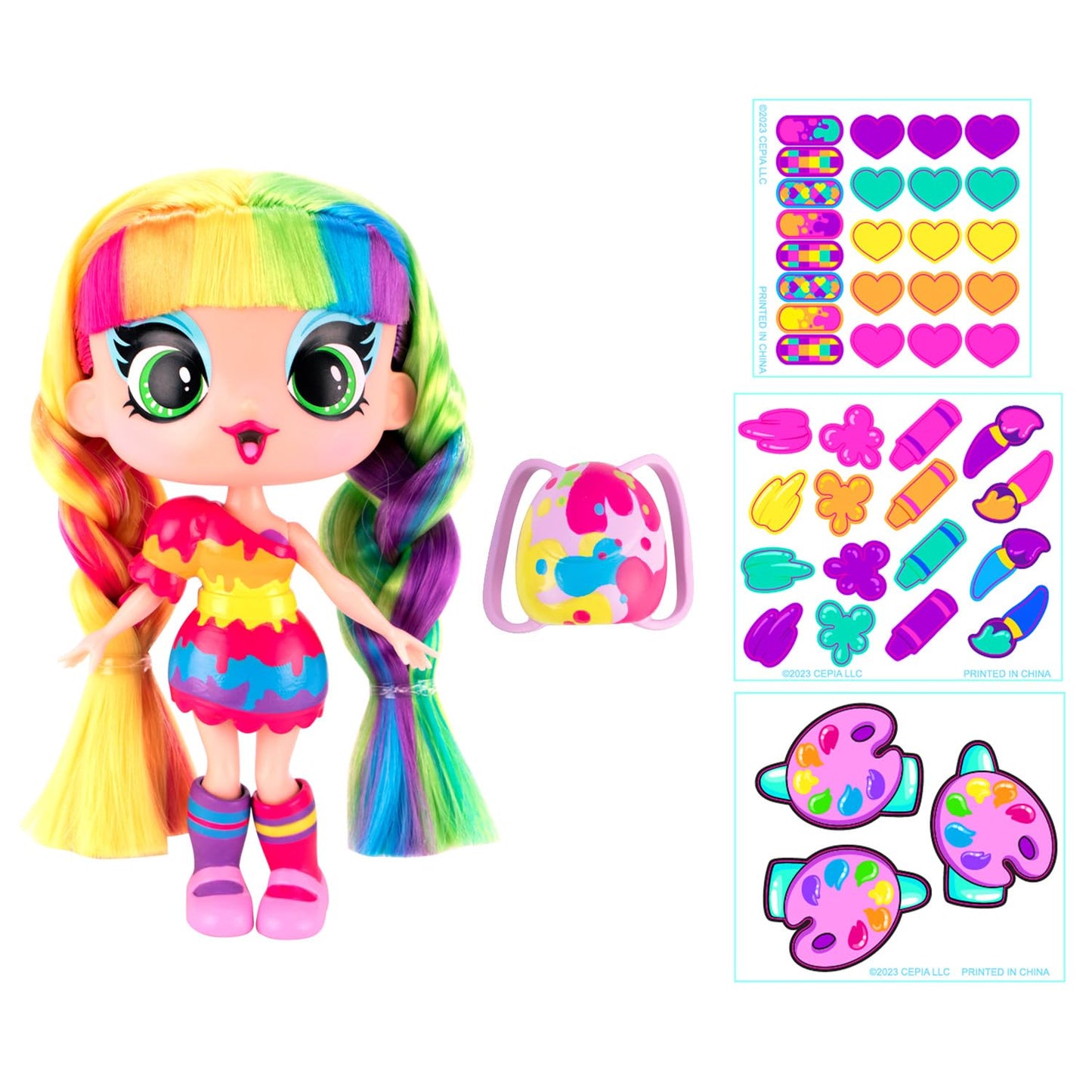 DECORA GIRLZ Sticker Store Playset with 5" Doll - Multi Color, Plastic, Model D1009