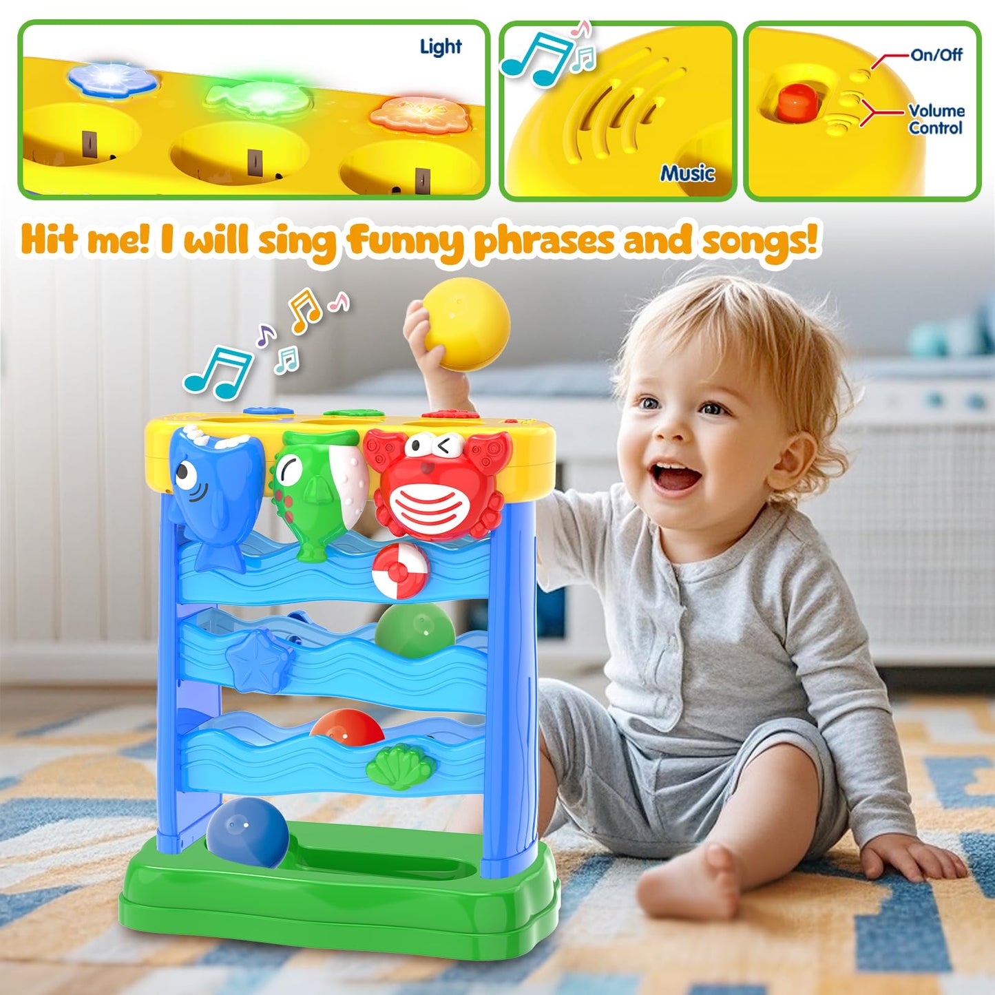 Aurotops Toddler Toys Interactive Musical Baby Toys, Light & Sound Montessori Toys For 1 2 3 Years Old, Learning Toys For Toddle