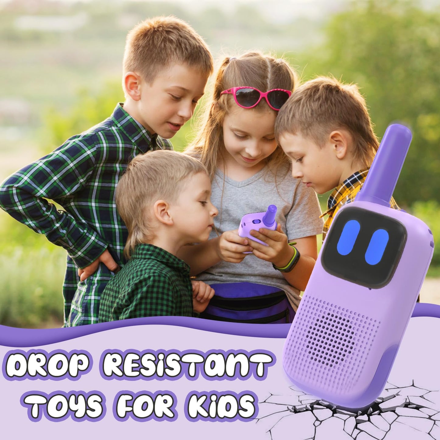 Holiky Outdoor Toys For Kids Ages 4-8, Kids Walkie Talkies 2 Pack 1000Ft Long Distance With 2 Channels, Handheld Walky Talky For