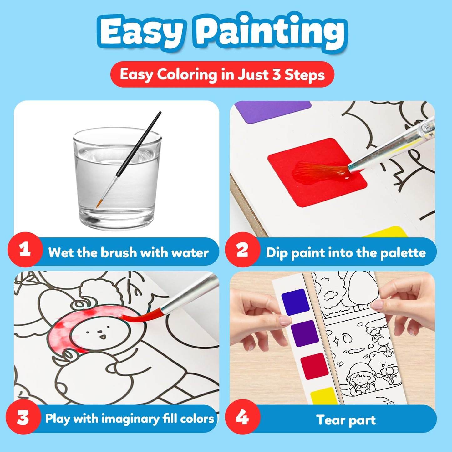 Paint with Water Books for Kids Ages 3-5,Water Coloring Book Mess Free Coloring for Toddlers 2-4,Creative Arts and Crafts & Airp