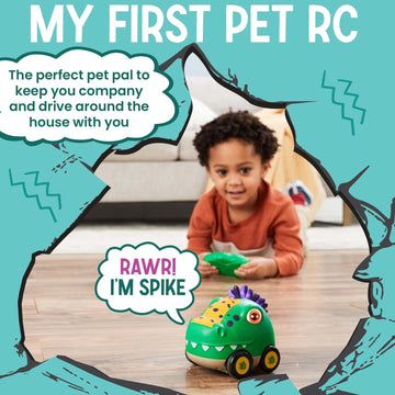 Flybar Poko Petz, Remote Control Car for Toddlers Dinosaur Toys - 2.4GH for Boys and Girls, Light Up, Singing, Talking Toy, Pres