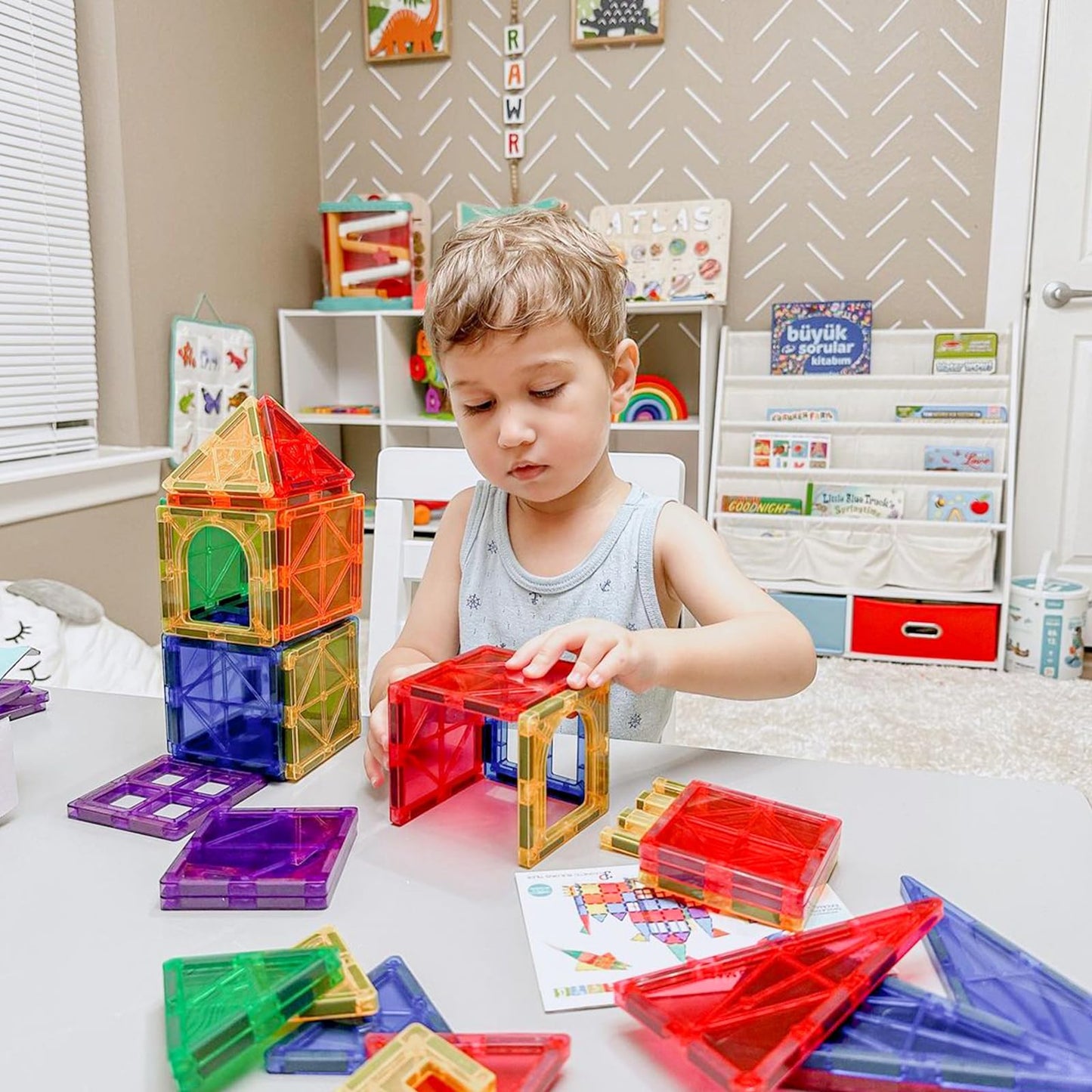 Kids Toys Magnetic Tiles Starter Set Classroom Must Haves, Magnetic Blocks For Toddlers Magnet Building Toys Preschool Montessor