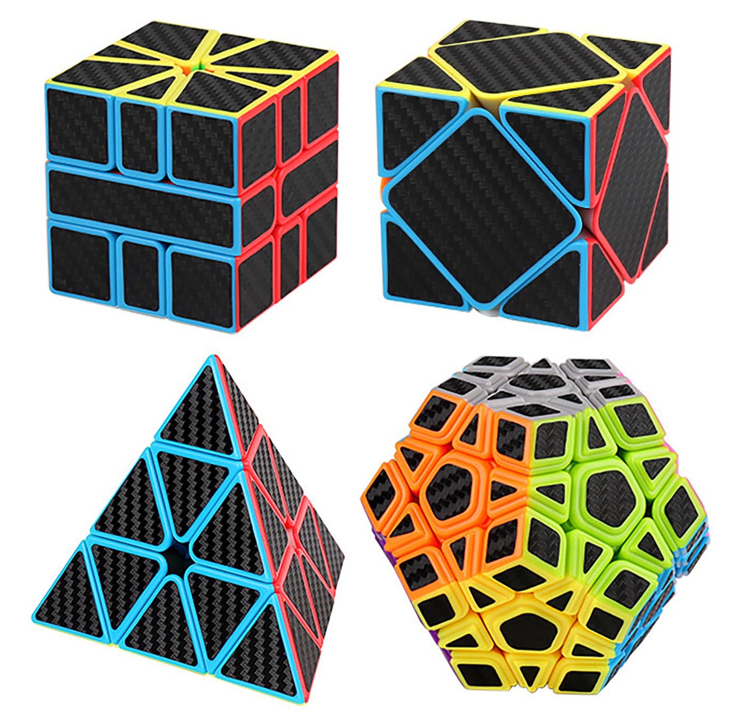 Ahyuan Speed Cube Set 8 In 1 Magic Cube Bundle 2X2 3X3 4X4 5X5 Cube Pyramid Triangle Cube Bundle Sq1 Skew Ivy Megaminx Cube Sturdy Carbon Fiber Puzzles Cube Toys For Kids & Adults (Style C)