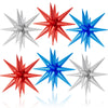 6PCS Star Balloons, 22Inch Blue Red and Silver Star Balloon Explosion Foil Balloons Cone Spike Balloon for Birthday Graduation P